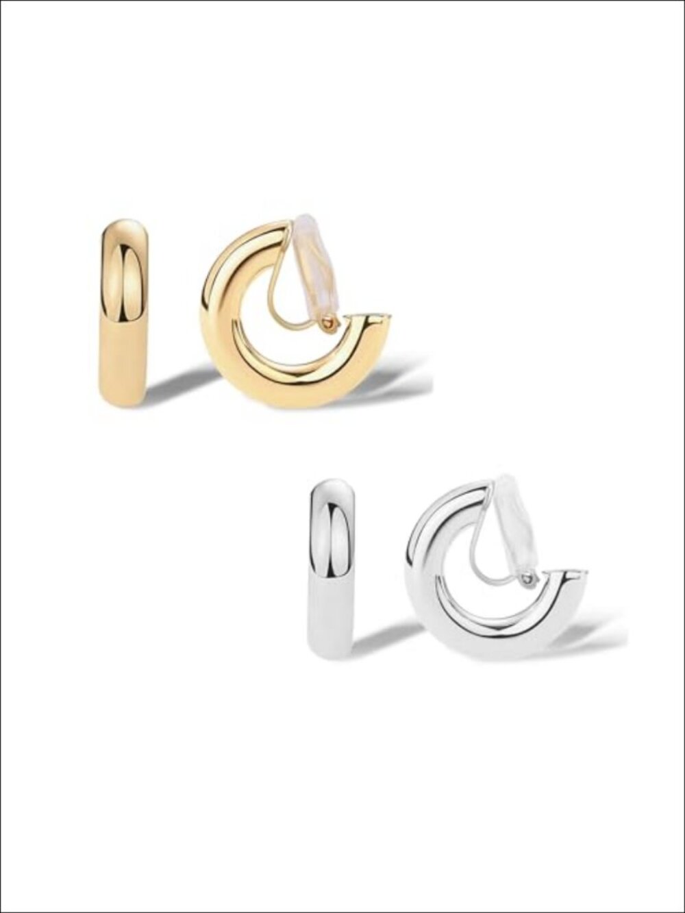 Gold Plated Chunky Clip On Hoop Earrings 20mm Lightweight